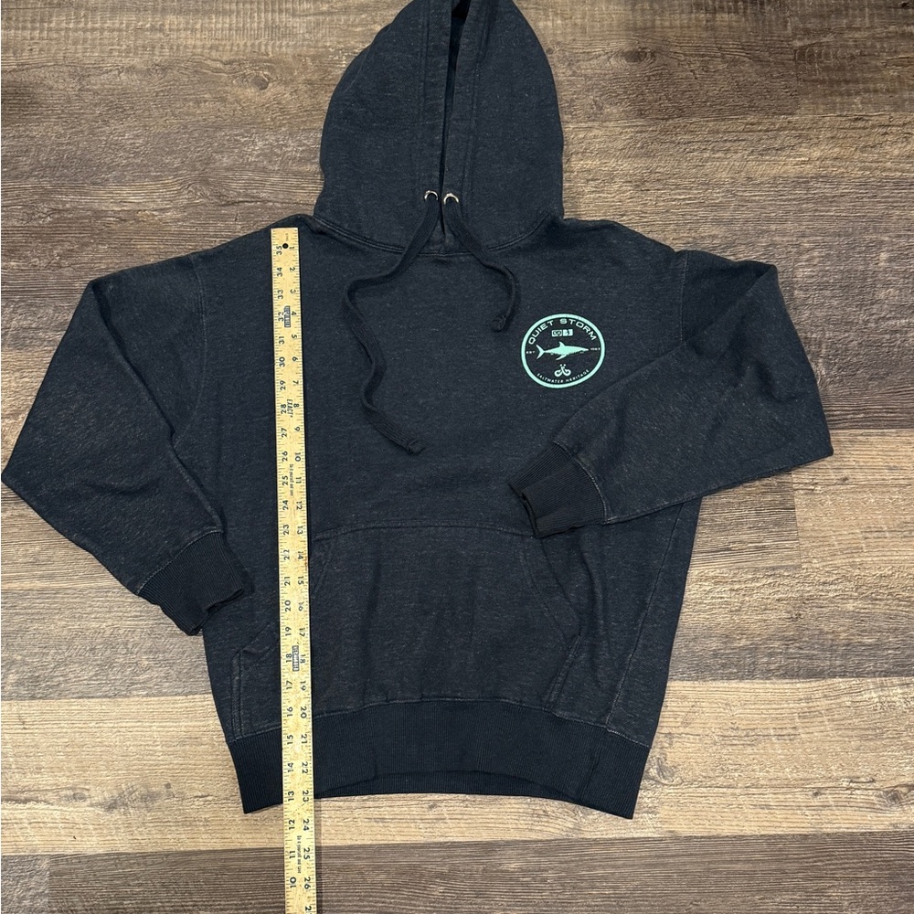 Quiet Storm Surf Shop Unisex Sz S Pullover Hoodie Graphic Ocean City Blue